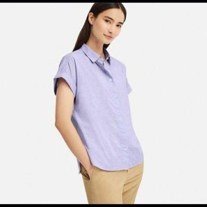Uniqlo Blue Linen Square Shirt Size Small